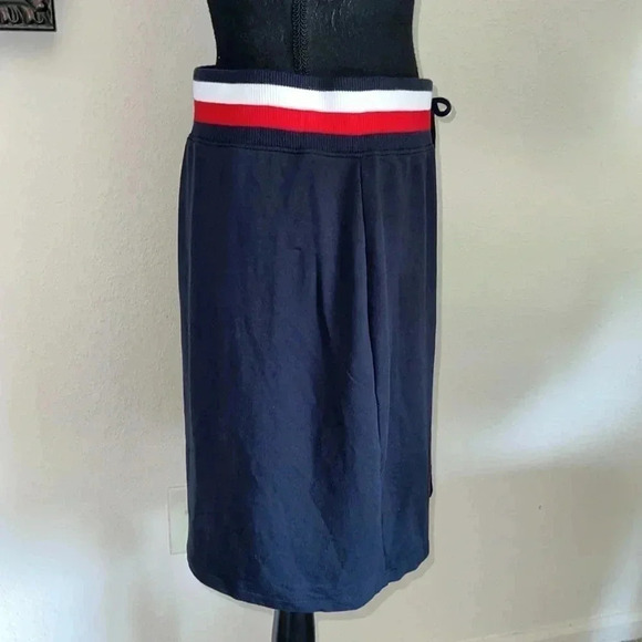 Tommy Hilfiger Womens Navy Knit Skirt Elastic Tie Waist Band Medium - Picture 6 of 12